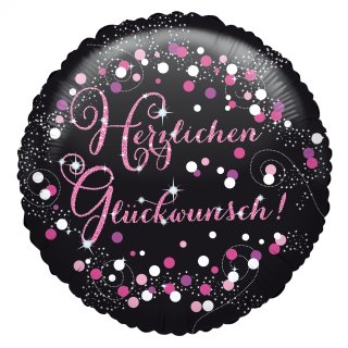 Folienballon Sparkling Birthday Herzlichen Gl&uuml;ckwunsch pink