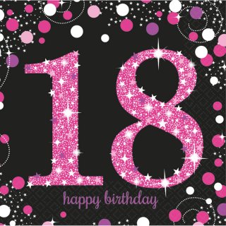 Servietten Geburtstag Zahl 18 Sparkling Celebration pink