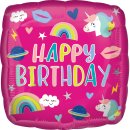 Folienballon Birthday Unicorn Trendy Icons