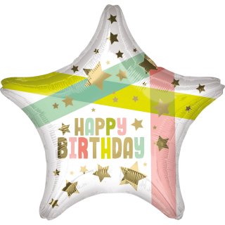 Folienballon Stern Gold Stars and Colors Birthday