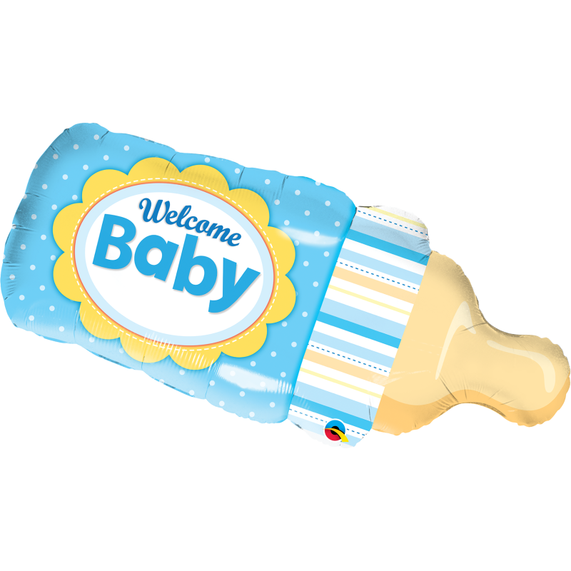 Folienballon Welcome Baby Blue Bottle