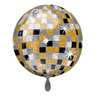Folienballon Orbz Discokugel gold/silber/schwarz