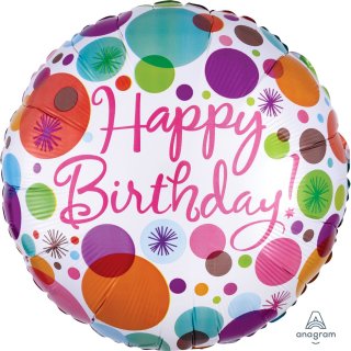 Folienballon Happy Birthday Polka Dots