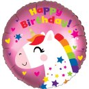 Folienballon Satin Unicorn Birthday