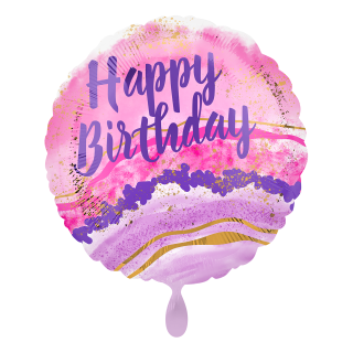 Folienballon Birthday Watercolor Marble