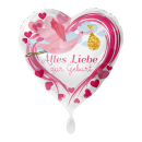 Folienballon Alles Liebe zur Geburt Pink