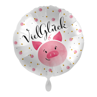 Folienballon Viel Gl&uuml;ck Schweinchen
