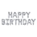 Folienballon Happy Birthday silber Schriftzug