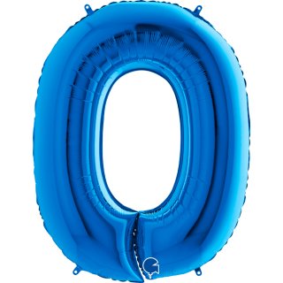 Folienballon Zahl 0 blau