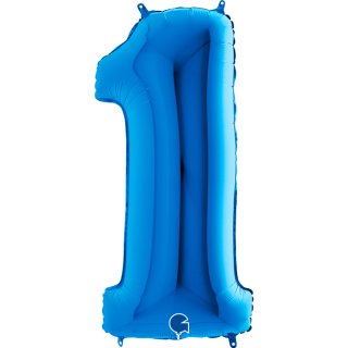 Folienballon Zahl 1 blau
