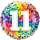 Folienballon Zahl 11 Rainbow Confetti