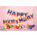 Folienballon Happy Birthday Regenbogen Schriftzug