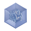 Pappteller Happy Birthday blau irisierend