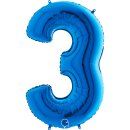 Folienballon Zahl 3 blau