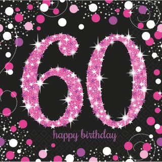 Servietten Geburtstag Zahl 60 Sparkling Celebration pink