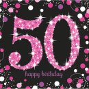 Servietten Geburtstag Zahl 50 Sparkling Celebration pink