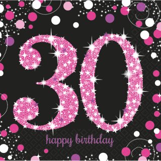 Servietten Geburtstag Zahl 30 Sparkling Celebration pink