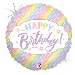 Folienballon Happy Birthday pastell glitter