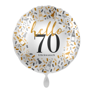 Folienballon Zahl 70 hello Glückwunsch