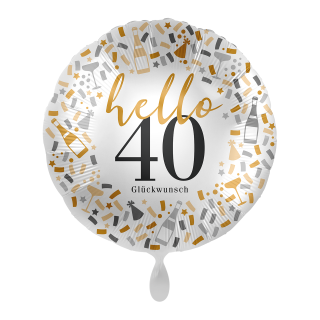 Folienballon Zahl 40 hello Glückwunsch