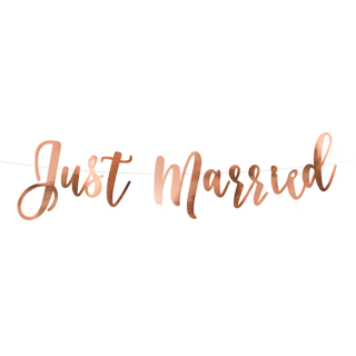 Bannergirlande Just Married rosegold