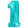 Folienballon Zahl 1 t&uuml;rkies glitter holografic