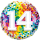 Folienballon Zahl 14 Rainbow Confetti