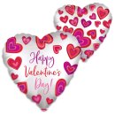Folienballon Happy Valentines Day Hearts