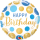 Folienballon Birthday Blue &amp; Gold Dots