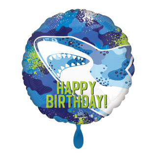Folienballon Birthday Sharky