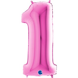 Folienballon Zahl 1 pink