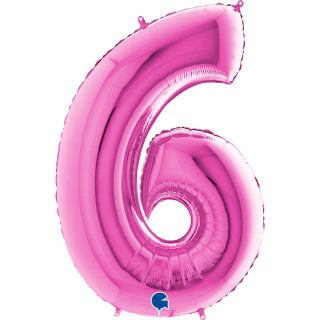 Folienballon Zahl 6 pink