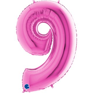 Folienballon Zahl 9 pink