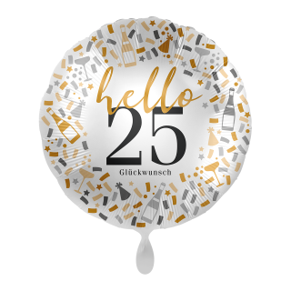 Folienballon Zahl 25 hello Glückwunsch