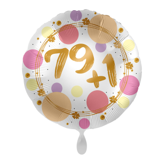Folienballon Zahl 79+1 Shiny Dots