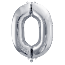 Folienballon Zahl 0 silber gefüllt