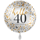 Folienballon Zahl 40 Happy Birthday Konfetti groß