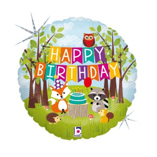 Folienballon Woodland HBD Happy Birthday