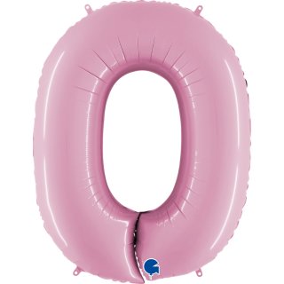 Folienballon Zahl 0 rosa pastell