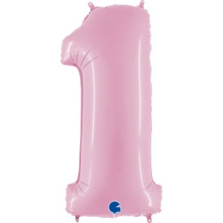Folienballon Zahl 1 rosa pastell