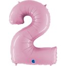 Folienballon Zahl 2 rosa pastell