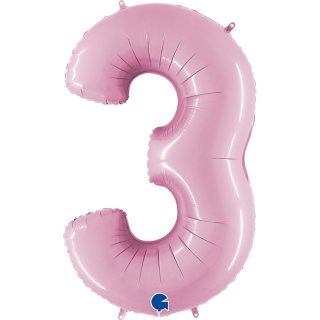 Folienballon Zahl 3 rosa pastell
