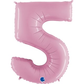 Folienballon Zahl 5 rosa pastell