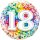 Folienballon Zahl 18 Rainbow Confetti