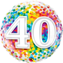 Folienballon Zahl 40 Rainbow Confetti
