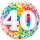 Folienballon Zahl 40 Rainbow Confetti