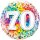 Folienballon Zahl 70 Rainbow Confetti