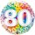 Folienballon Zahl 80 Rainbow Confetti