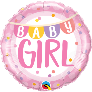 Folienballon Baby Girl Banner &amp; Dots
