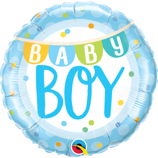 Folienballon Baby Boy Banner & Dots